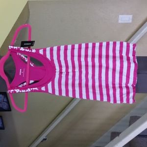 Express Pink/White Striped Halter Tank Top Women's Size XS NWT